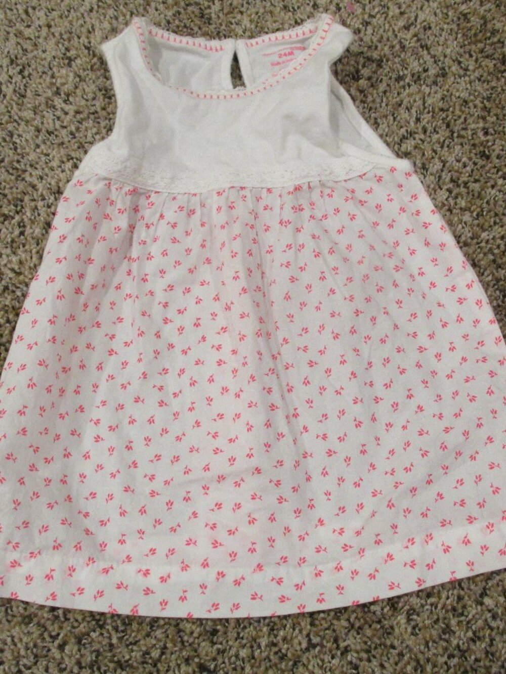Genuine Kids OshKosh Pullover Sleeveless Dress Toddler Girls 24M‎ White Floral